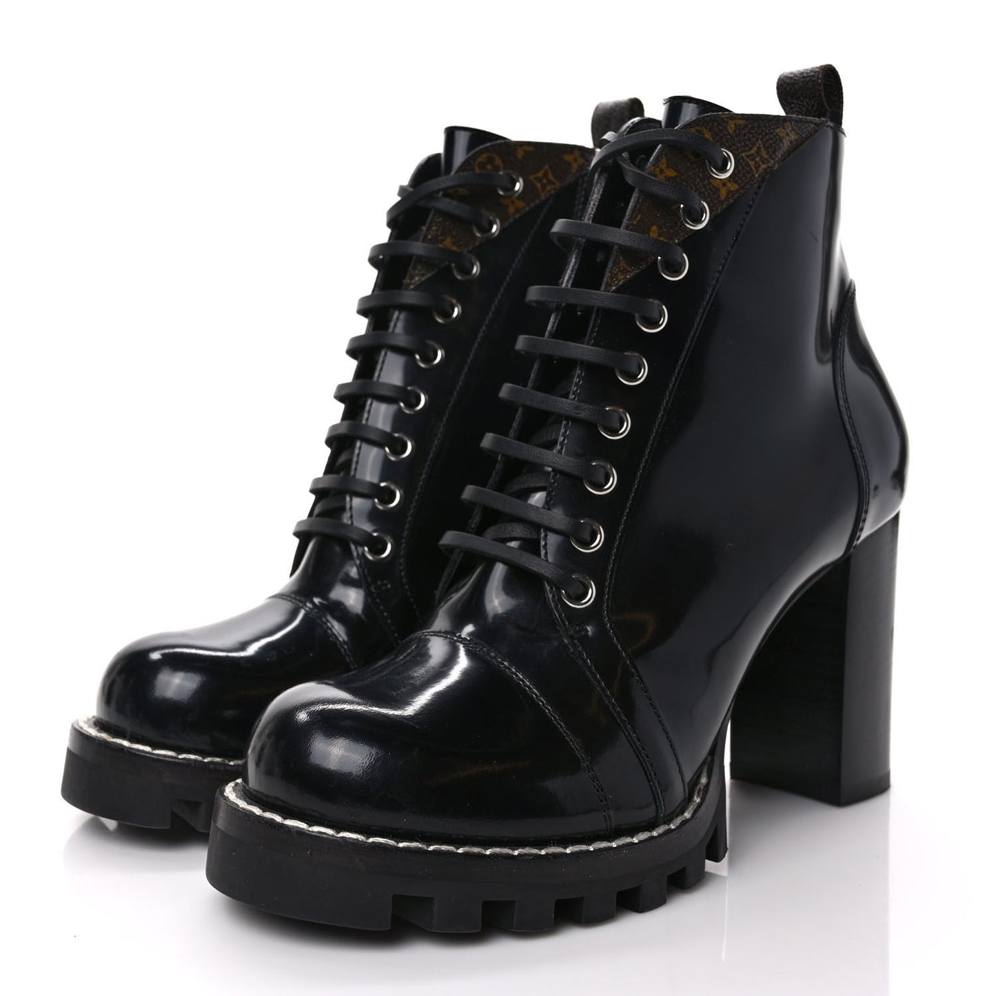 Patent Calfskin Star Trail Ankle Boots 40 Black