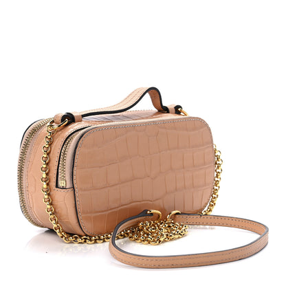 Chloe Calfskin Crocodile Embossed Mini C Vanity Bag Nut 4 of 15