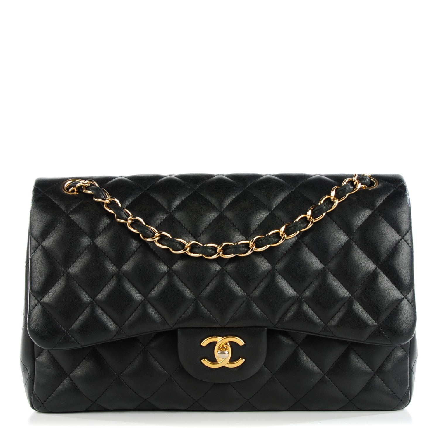 Chanel Lambskin Quilted Jumbo Double Flap Black 1 of 11