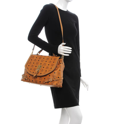 MCM Visetos Top Handle Satchel Cognac 2 of 12