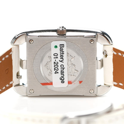 Hermes Stainless Steel Alligator Diamond 23mm Cape Cod Quartz Watch Blanc 4 of 5