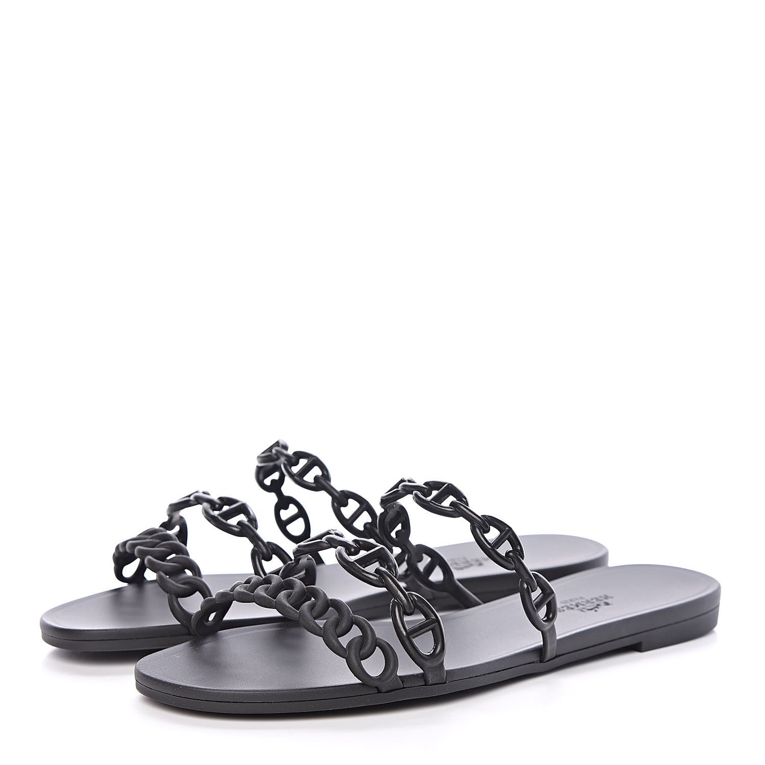 Hermes Rubber Chaine d'Ancre Rivage Sandals 37 Black 3 of 8
