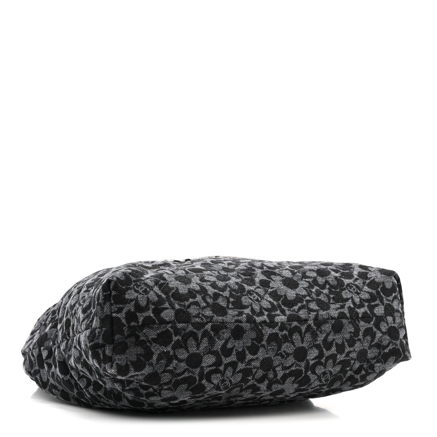 Denim Quilted Floral Print Small Chanel 22 Black