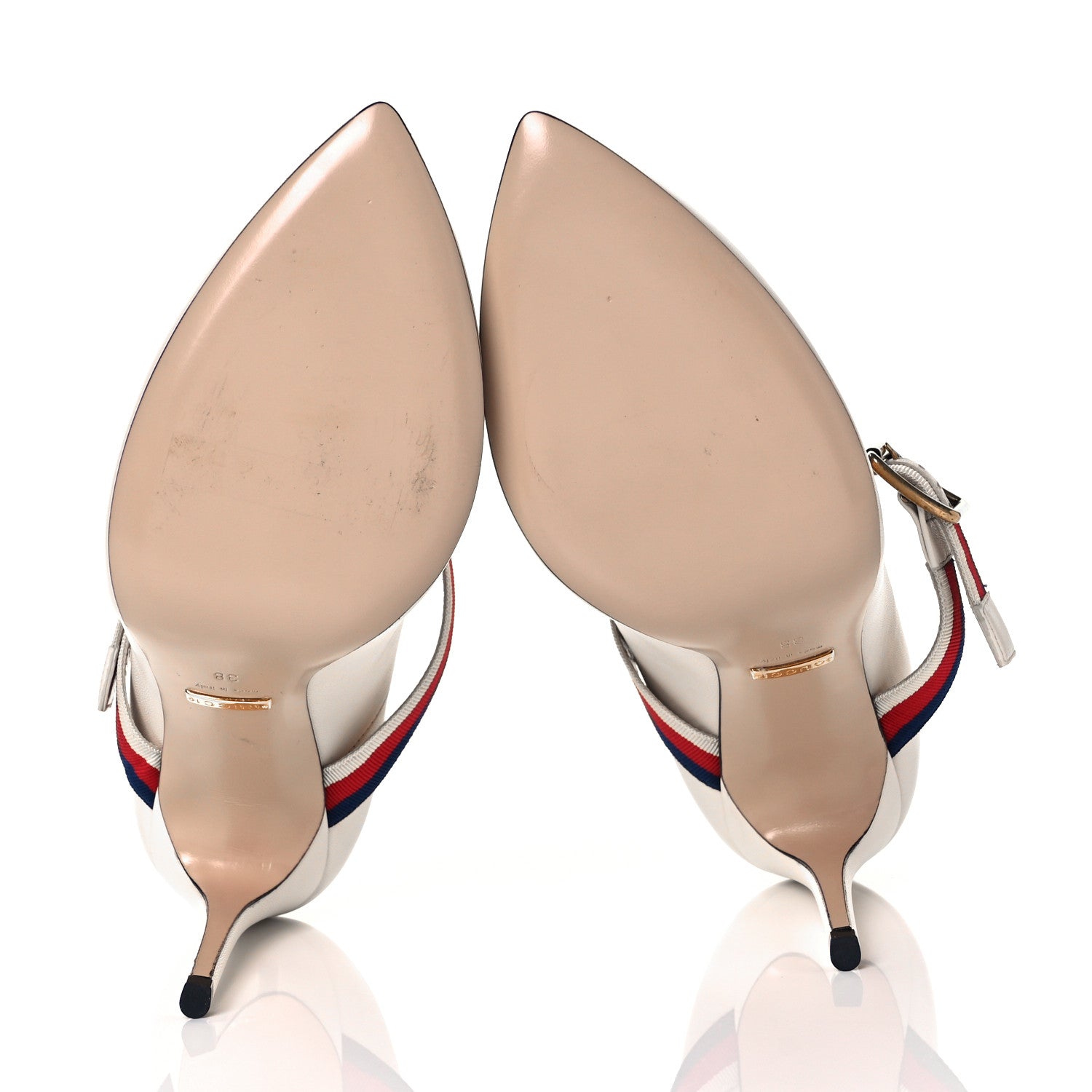 Gucci Malaga Kid Sylvie High Heel Pumps 38 White 5 of 8