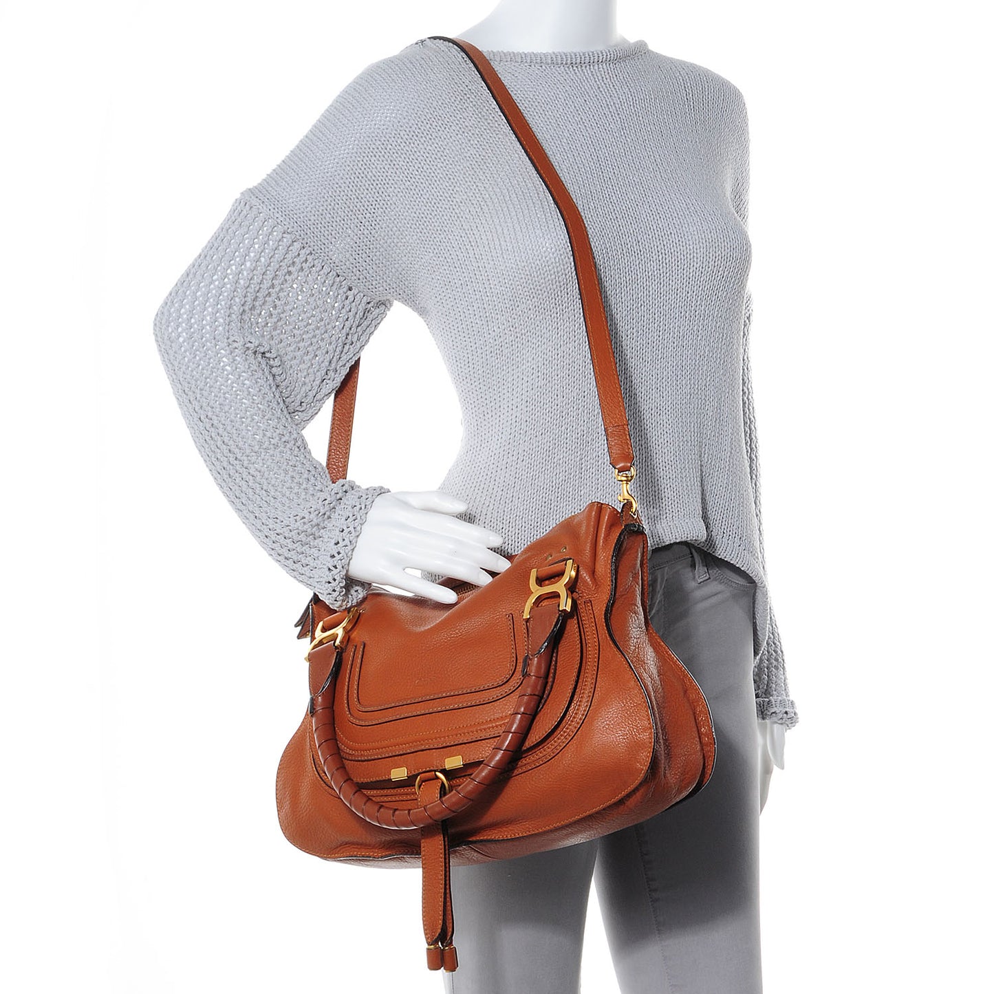 Calfskin Medium Marcie Satchel Whiskey