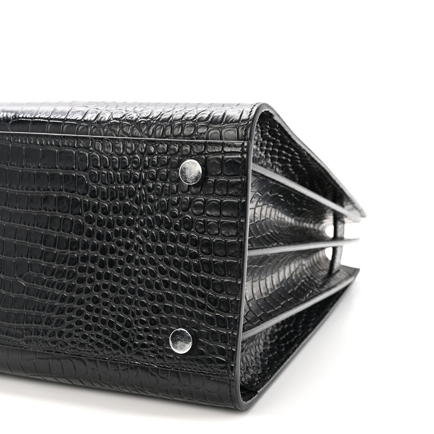Calfskin Crocodile Embossed Small Sac de Jour Black