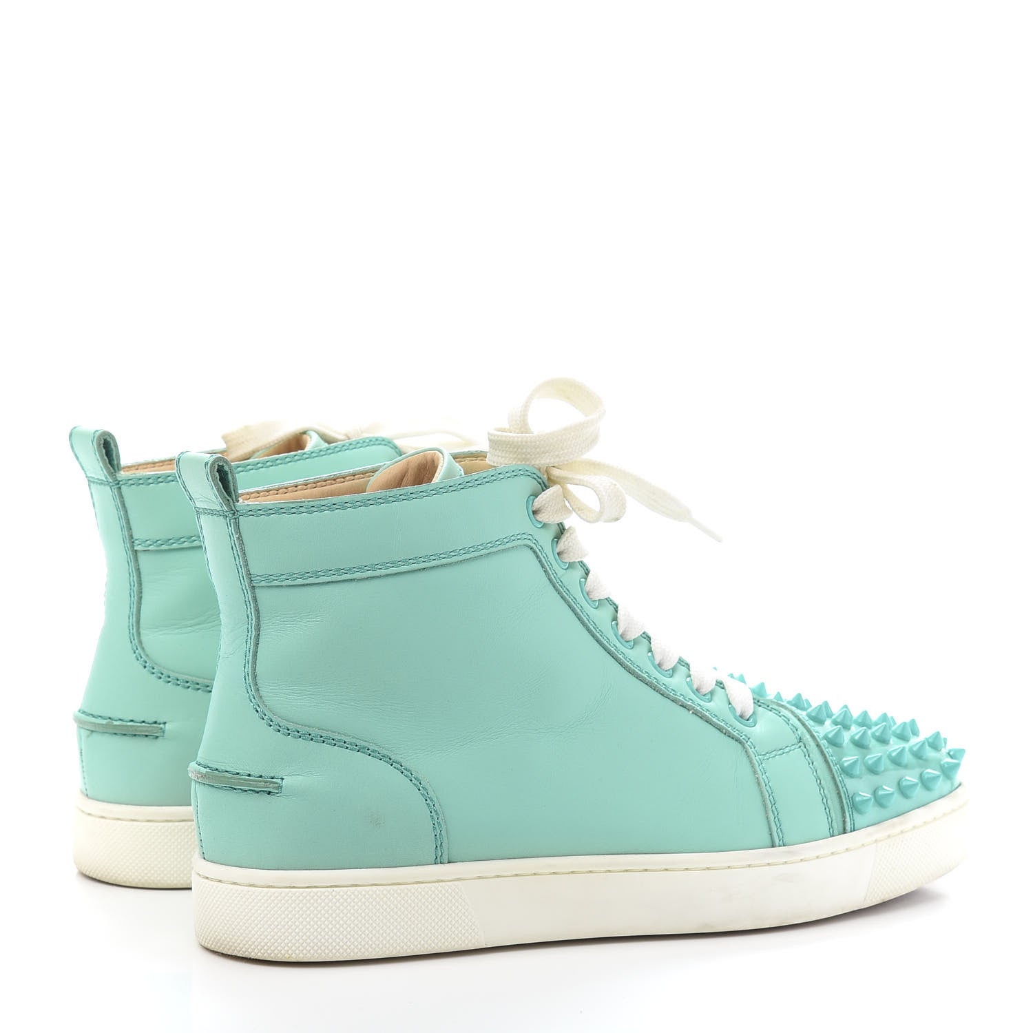 Christian Louboutin Patent Calfskin Lou Spikes Flat Sneakers 36 Aquamar 4 of 11