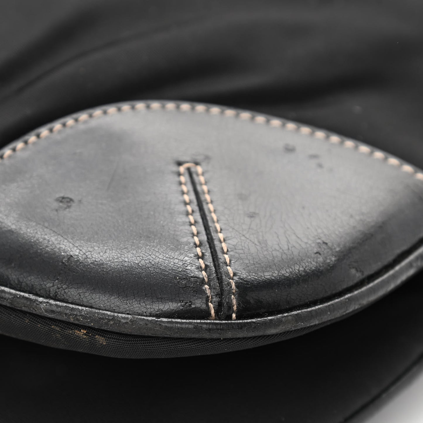 Tessuto Nylon Calfskin Flat Messenger Bag Black