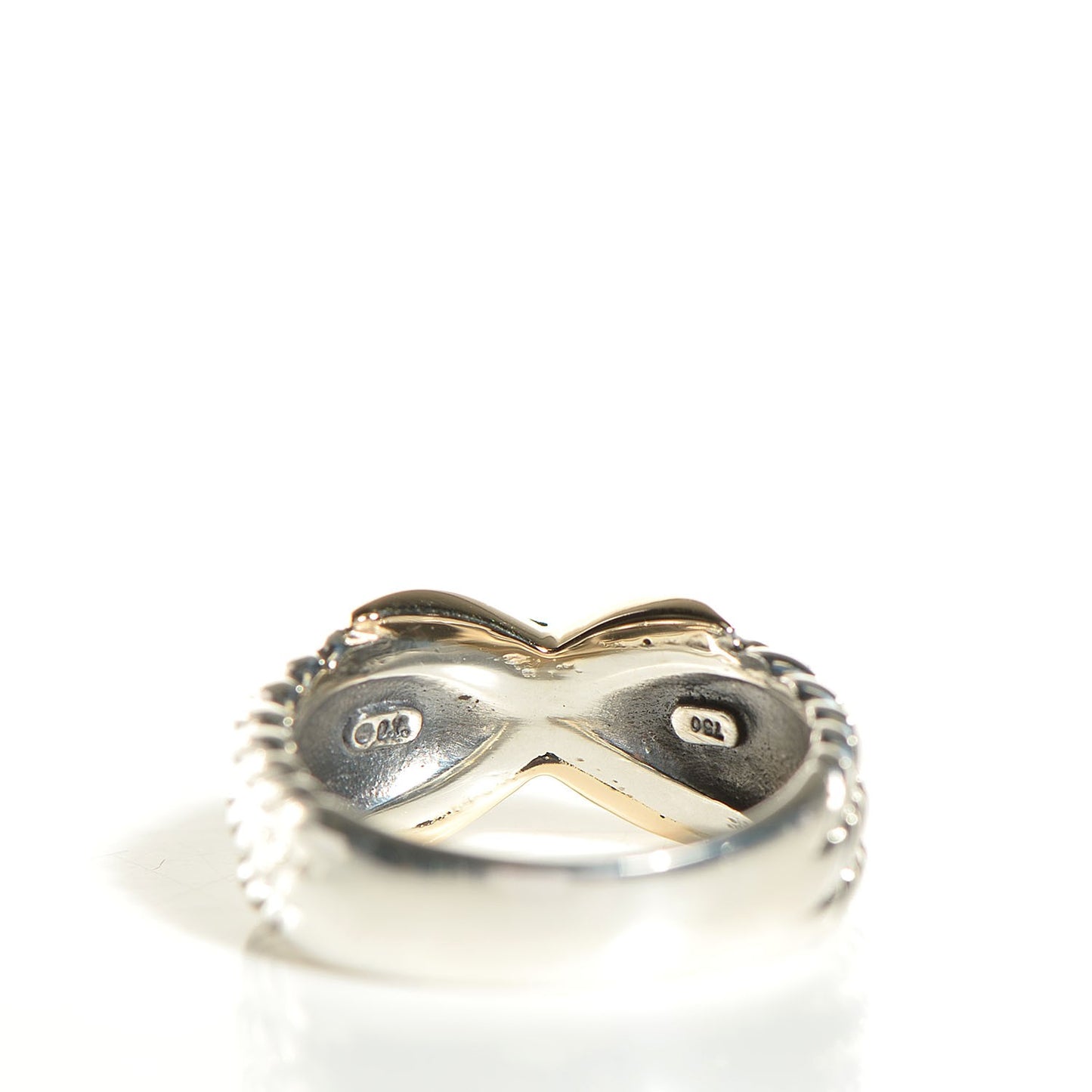 Sterling Silver 18K Yellow Gold X Triple Row Ring 7