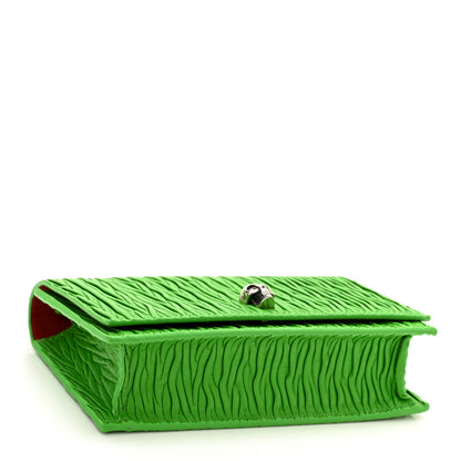 Alexander McQueen Lambskin Pleated Skull Small Chain Crossbody Bag Acid Green 4 of 9