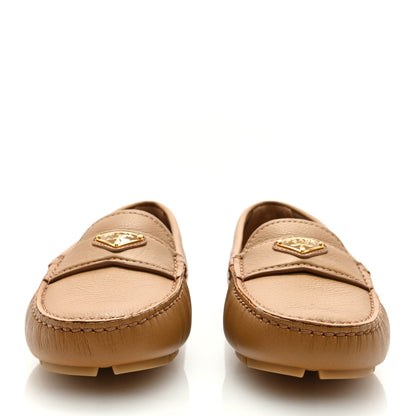 Prada Cervo Triangle Driving Loafer 37.5 Naturale 3 of 7