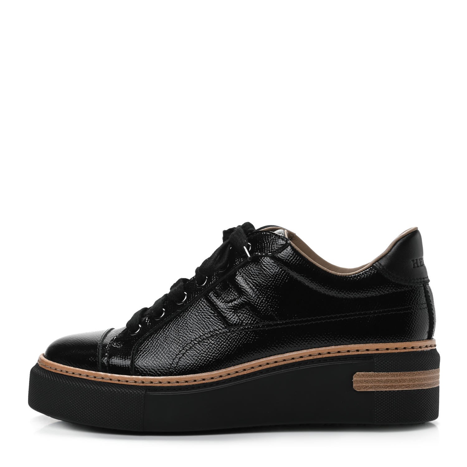 Hermes Patent Epsom Womens Polo Sneakers 37 Black 1 of 9