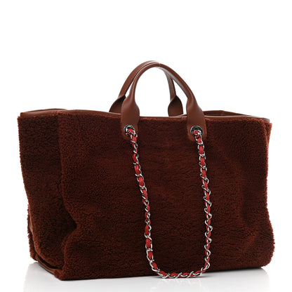 Chanel Shearling Large Deauville Tote Burgundy 3 of 10