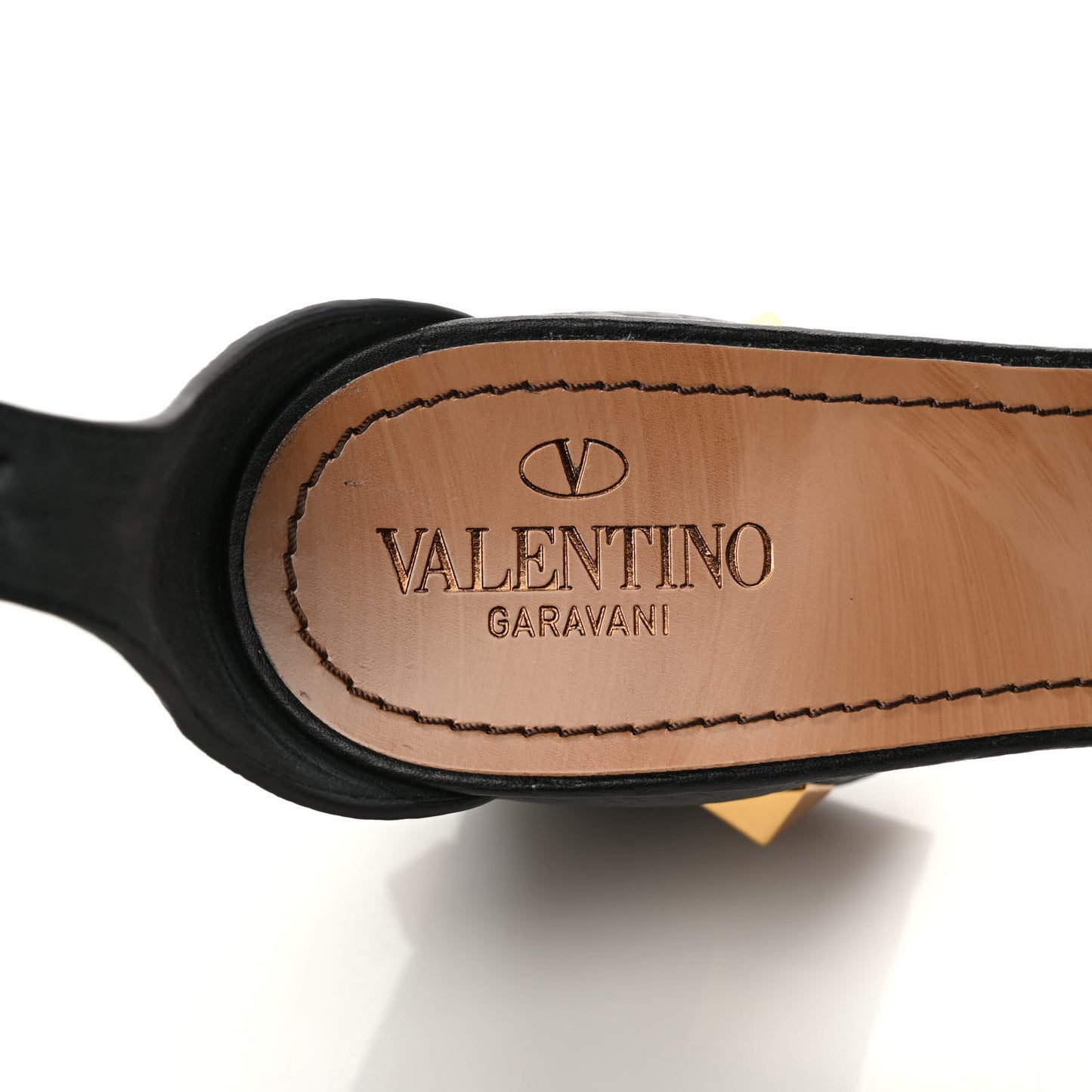 Grained Calfskin Roman Stud Ankle Strap 75mm Sandals 39 Black