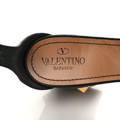 Valentino Garavani Grained Calfskin Roman Stud Ankle Strap 75mm Sandals 39 Black 7 of 7