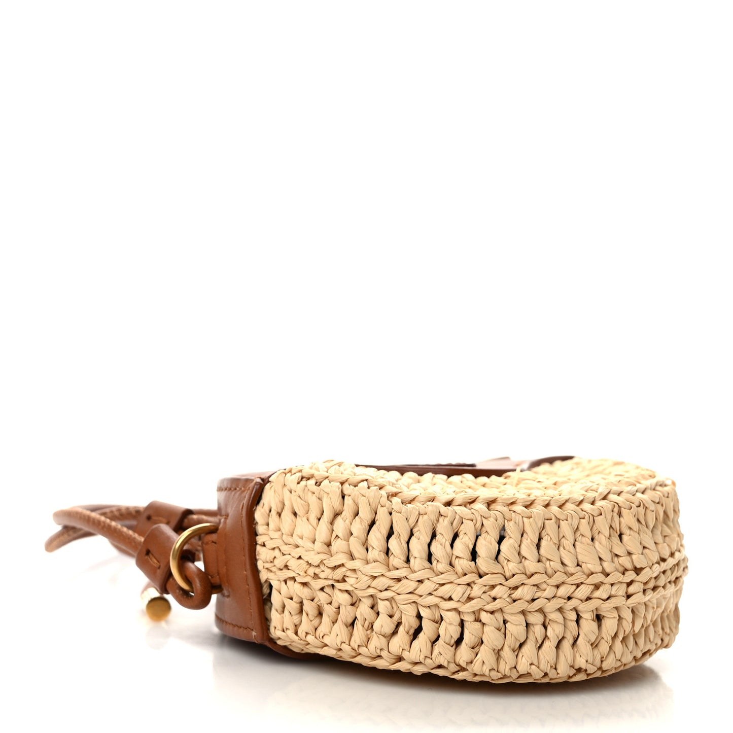 Raffia Round Camera Bag Beige Naturel
