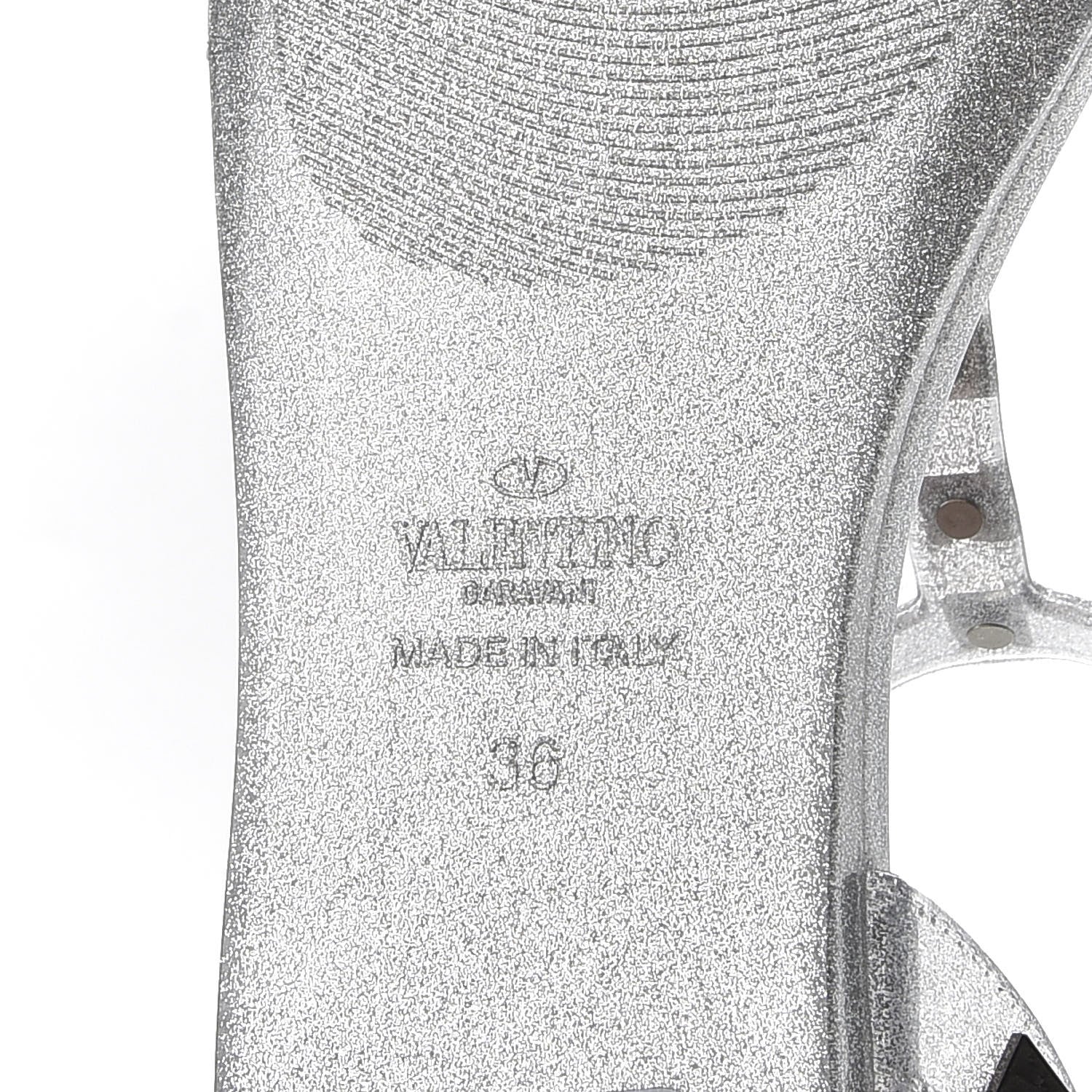 Valentino Garavani PVC Jelly Glitter Rockstud Caged Sandals 36 SIlver 7 of 9