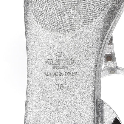 Valentino Garavani PVC Jelly Glitter Rockstud Caged Sandals 36 SIlver 7 of 9