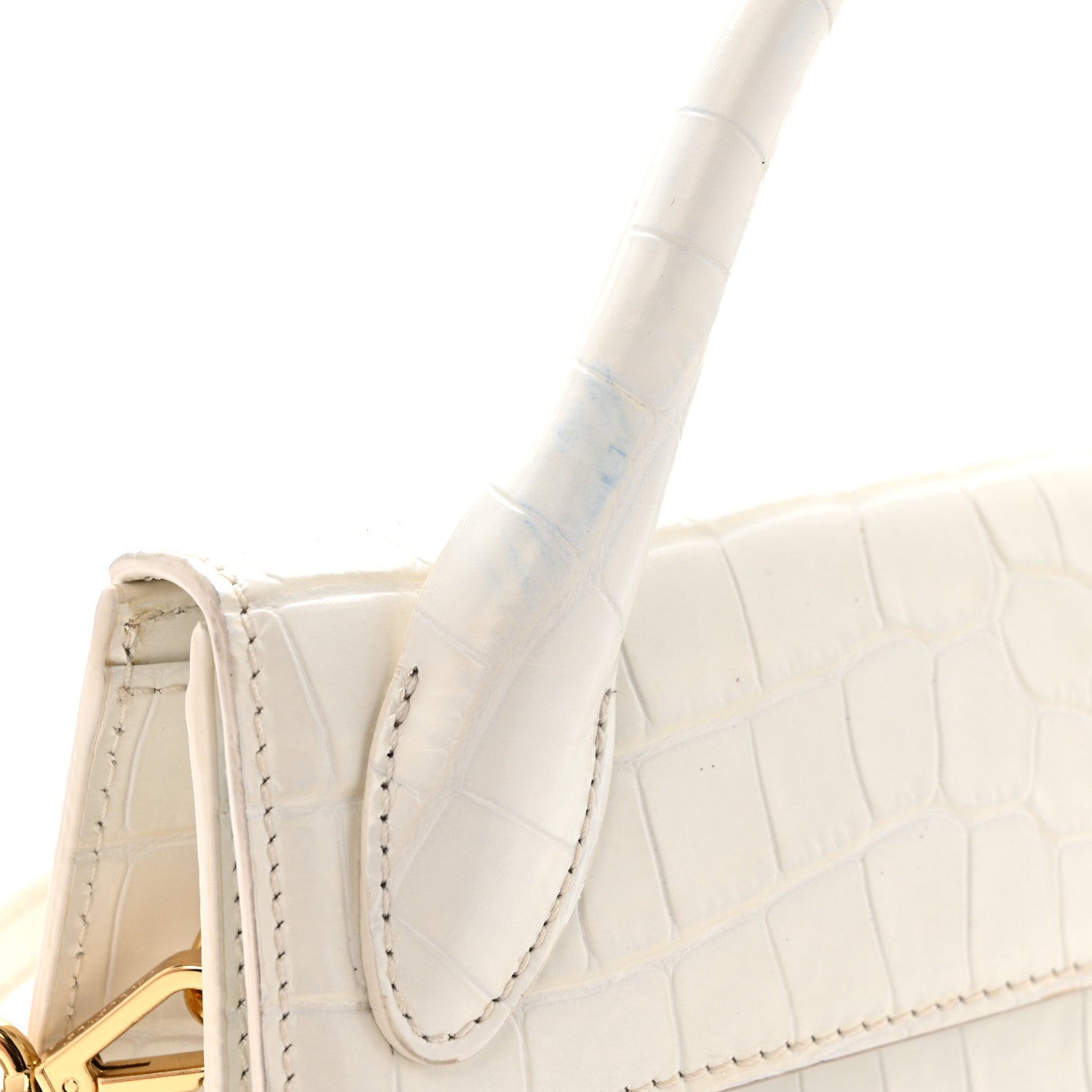Jacquemus Calfskin Crocodile Embossed Le Chiquito Long White 11 of 13