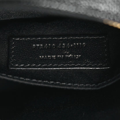 Saint Laurent Grain De Poudre Matelasse Chevron Quilted Round Vinyle Camera Bag Black 7 of 11