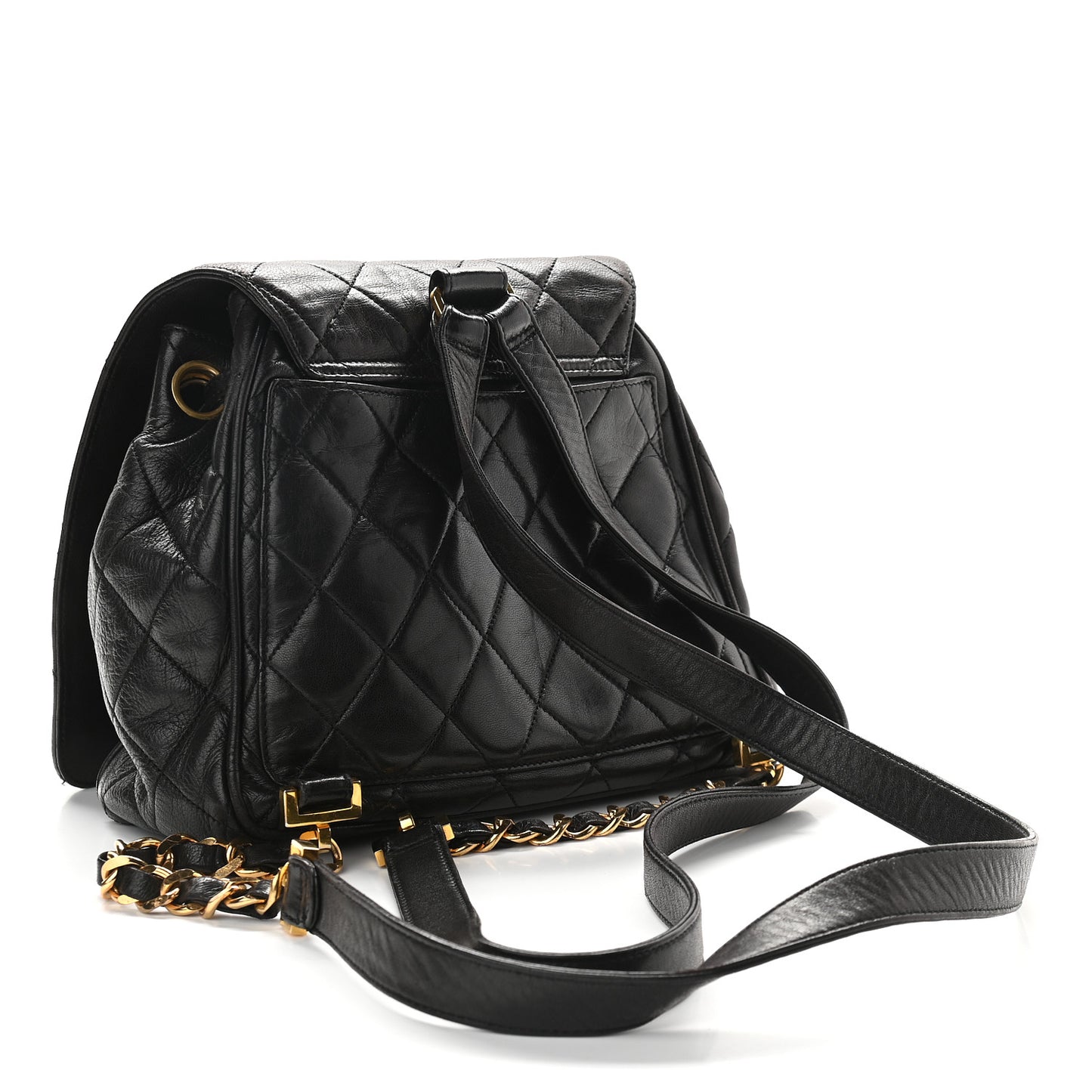 Lambskin Quilted Backpack Black