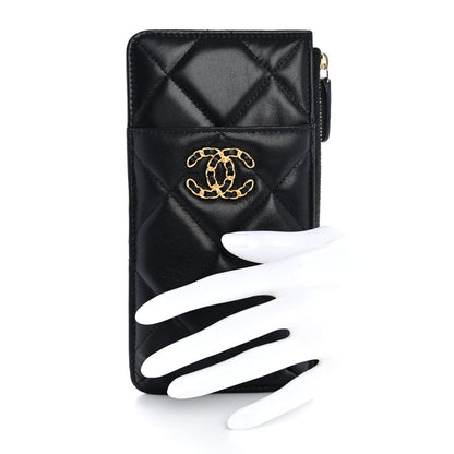 Chanel Goatskin Quilted Chanel 19 Phone and Card Holder Black 2 of 9