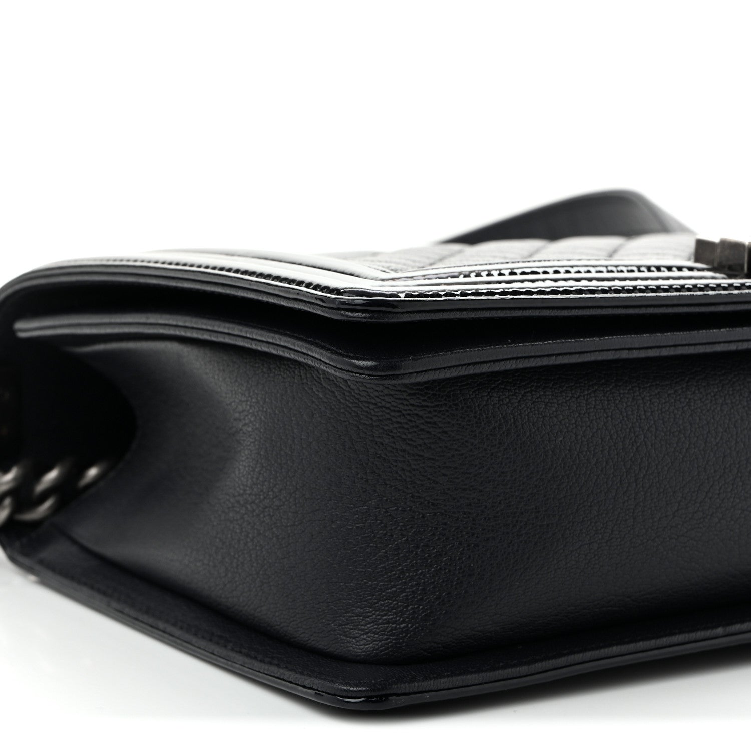 Chanel Goatskin Quilted Patent New Medium Duo Boy Flap Black 8 of 9