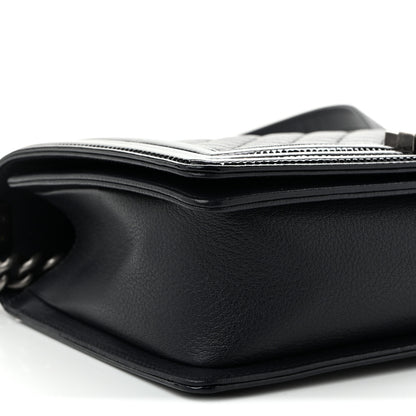 Chanel Goatskin Quilted Patent New Medium Duo Boy Flap Black 8 of 9