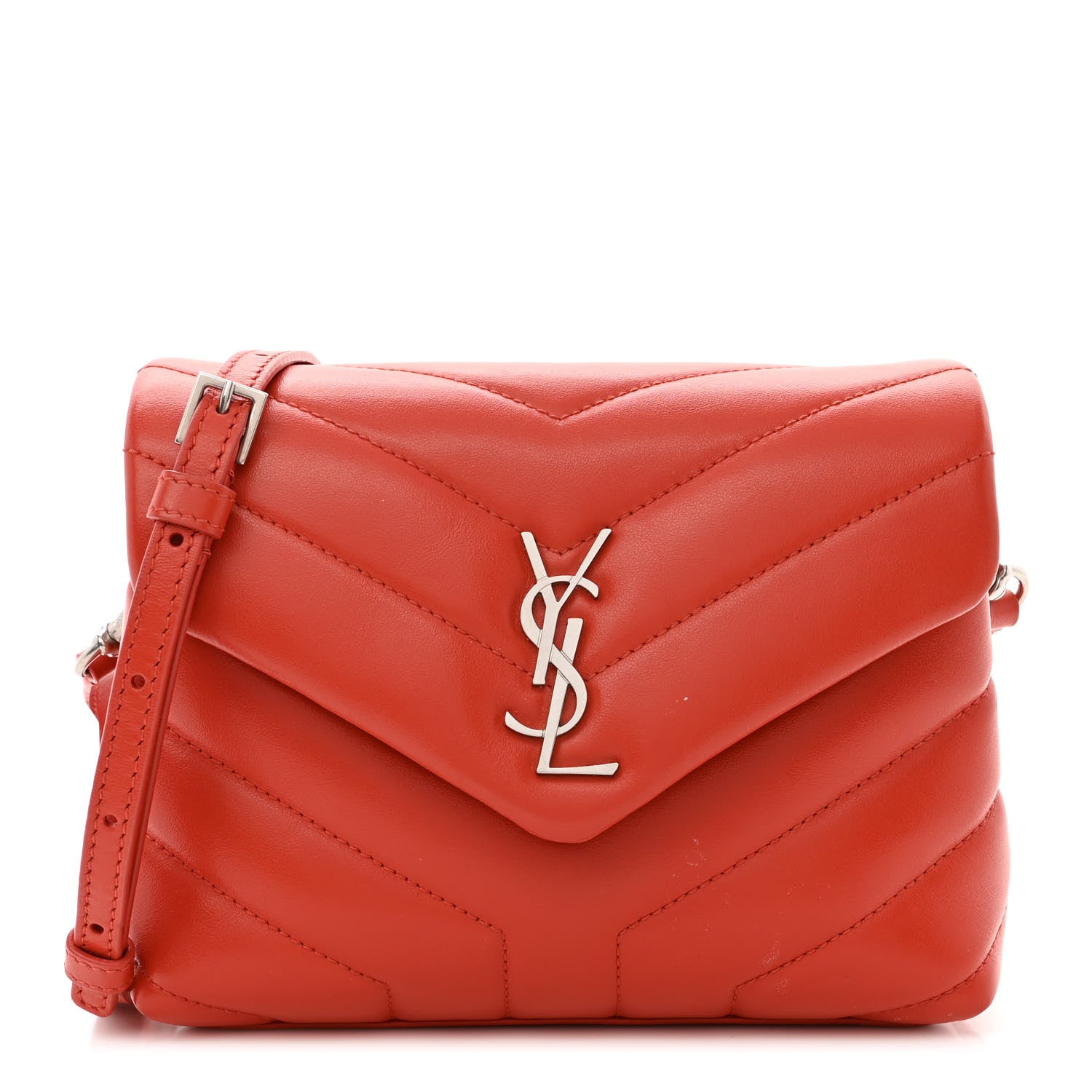 Saint Laurent Calfskin Y Quilted Monogram Toy Loulou Crossbody Bag Coral 1 of 14