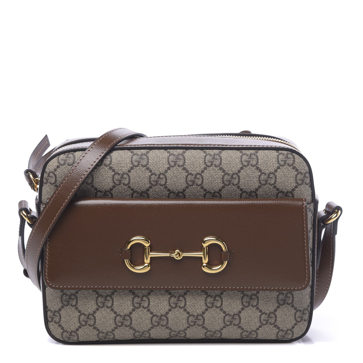 Gucci GG Supreme Monogram Small Horsebit 1955 Shoulder Bag Beige Brown Sugar 1 of 11
