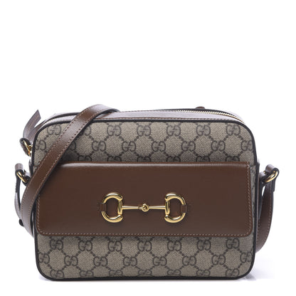 Gucci GG Supreme Monogram Small Horsebit 1955 Shoulder Bag Beige Brown Sugar 1 of 11
