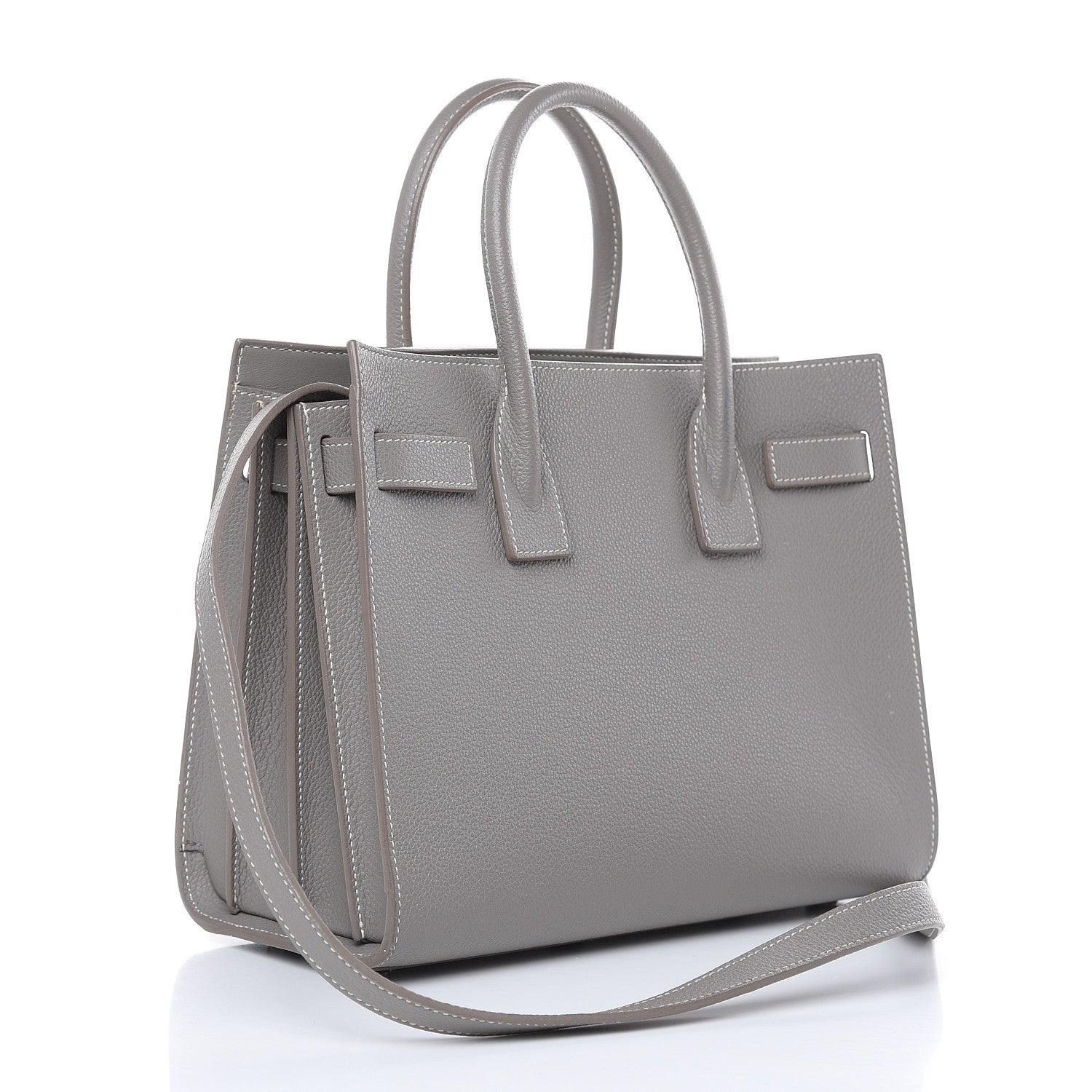 Saint Laurent Grained Calfskin Topstich Baby Sac De Jour Fog 3 of 15