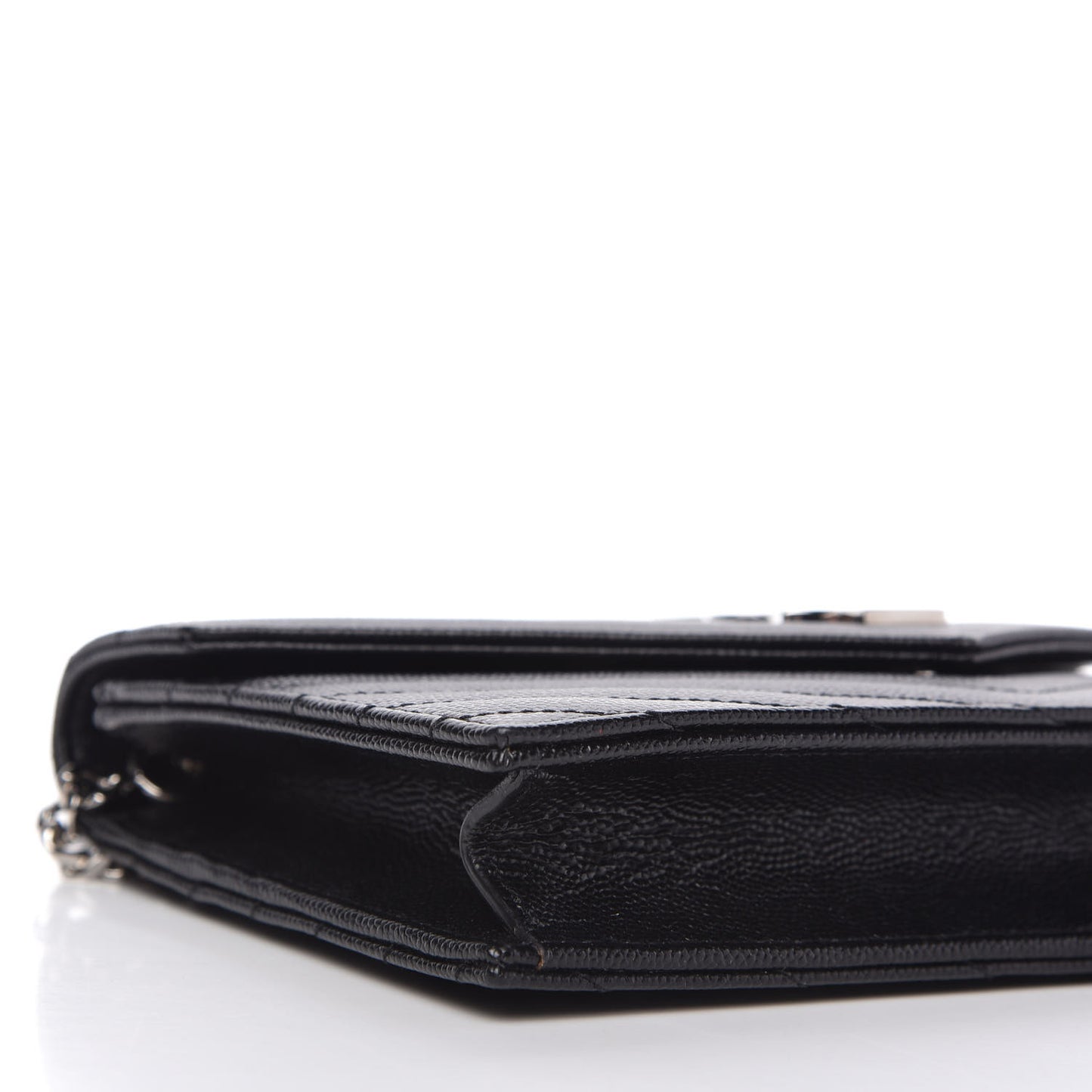 Grain De Poudre Matelasse Chevron Monogram Envelope Chain Wallet Black