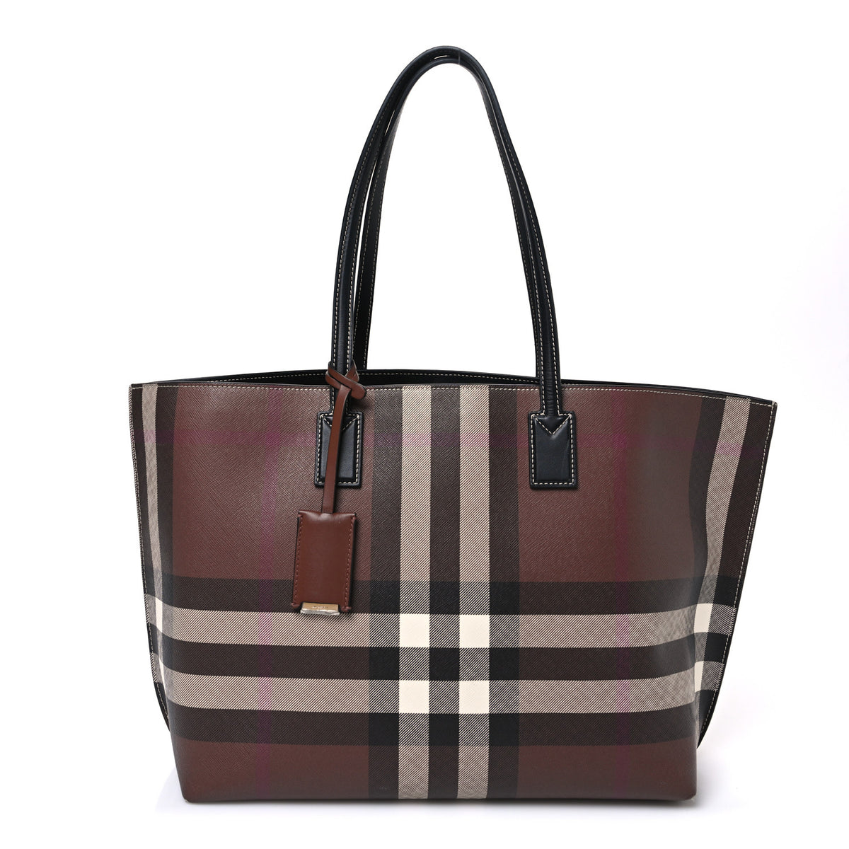 Burberry E-Canvas Check Medium Soft TB Tote Dark Birch Brown 1 of 12