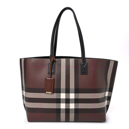 Burberry E-Canvas Check Medium Soft TB Tote Dark Birch Brown 1 of 12