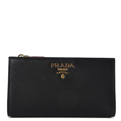 Prada Daino Colour Large Snap Wallet Black Fuoco 1 of 7
