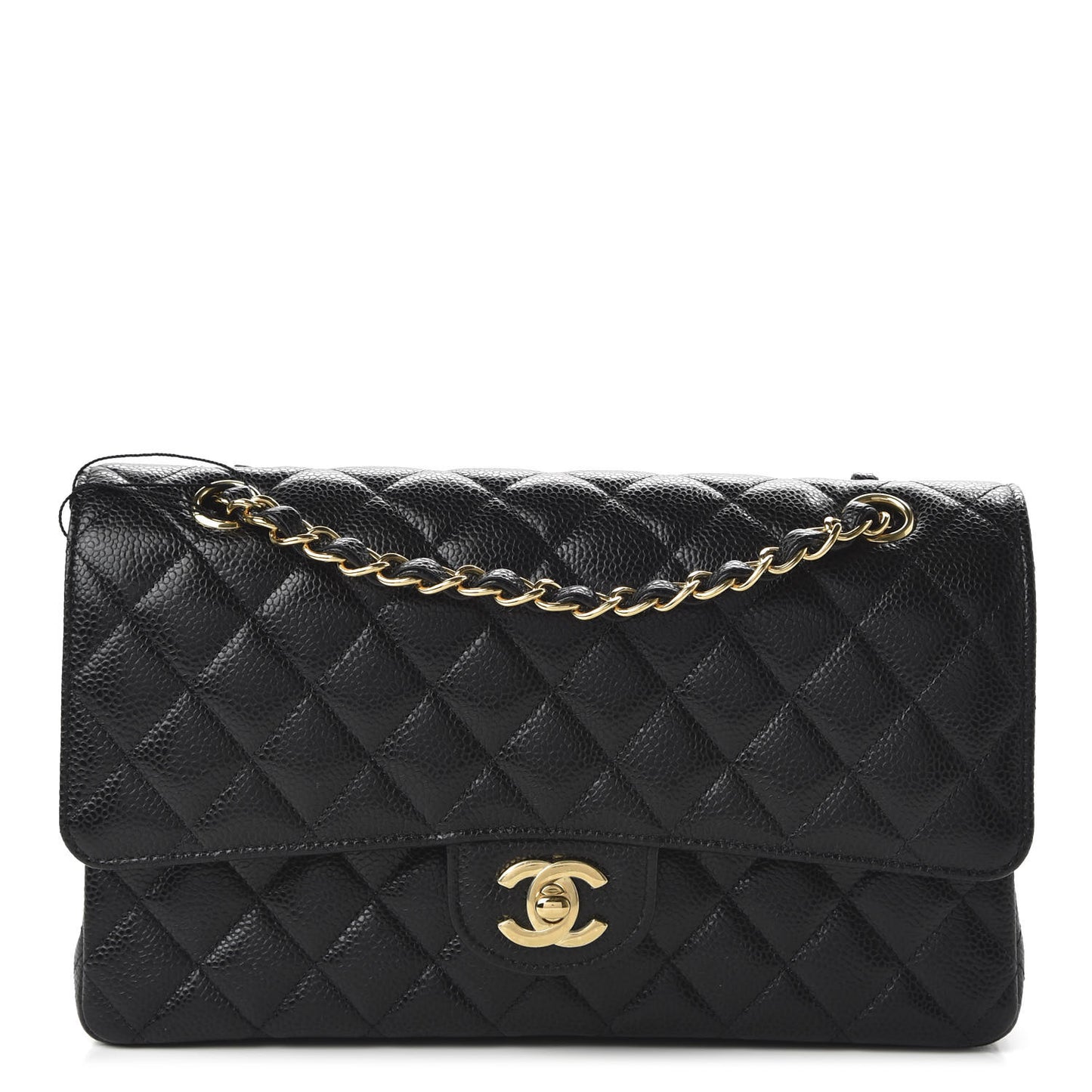 Caviar Quilted Medium Double Flap Black