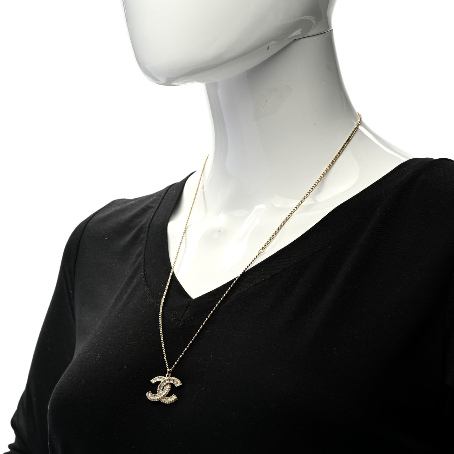 Baguette Crystal CC Necklace Gold