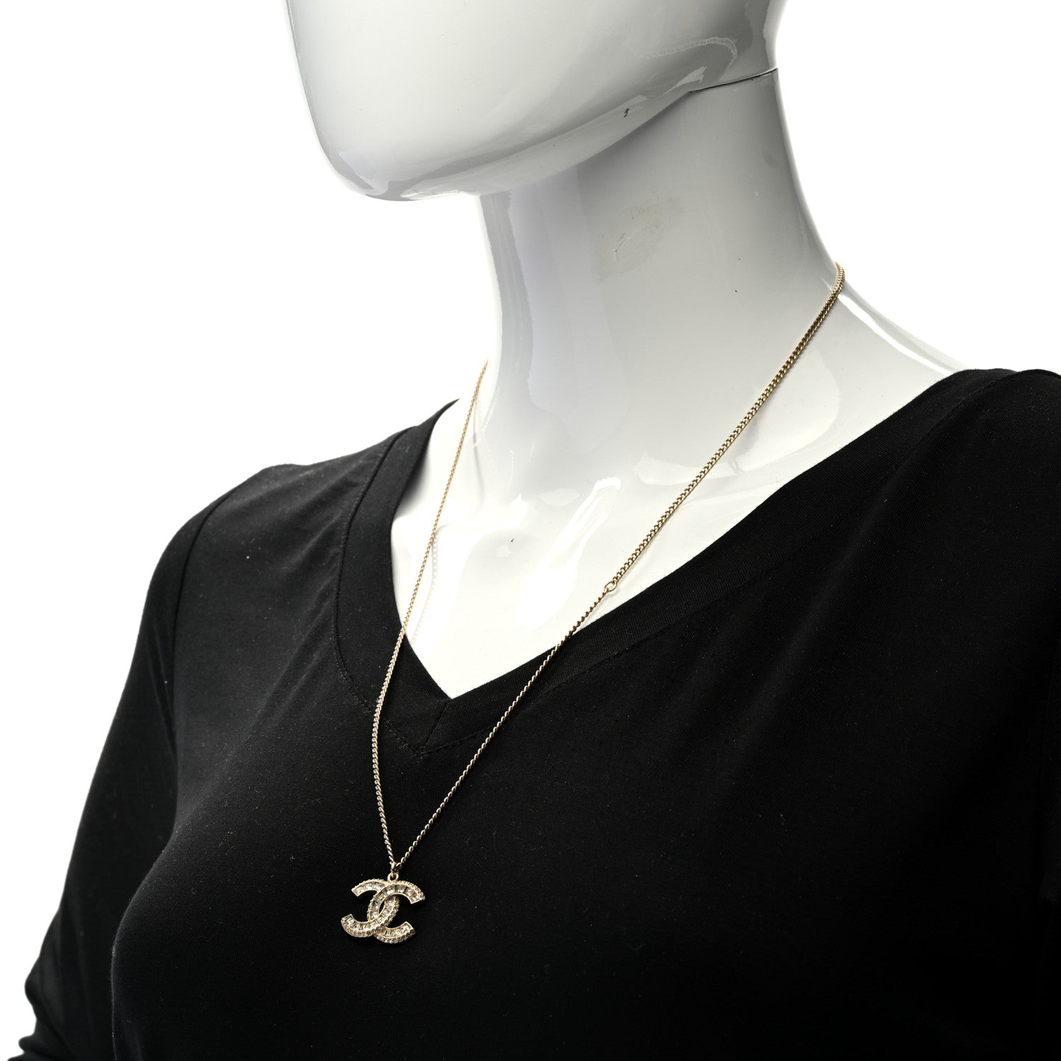 Chanel Baguette Crystal CC Necklace Gold 2 of 6