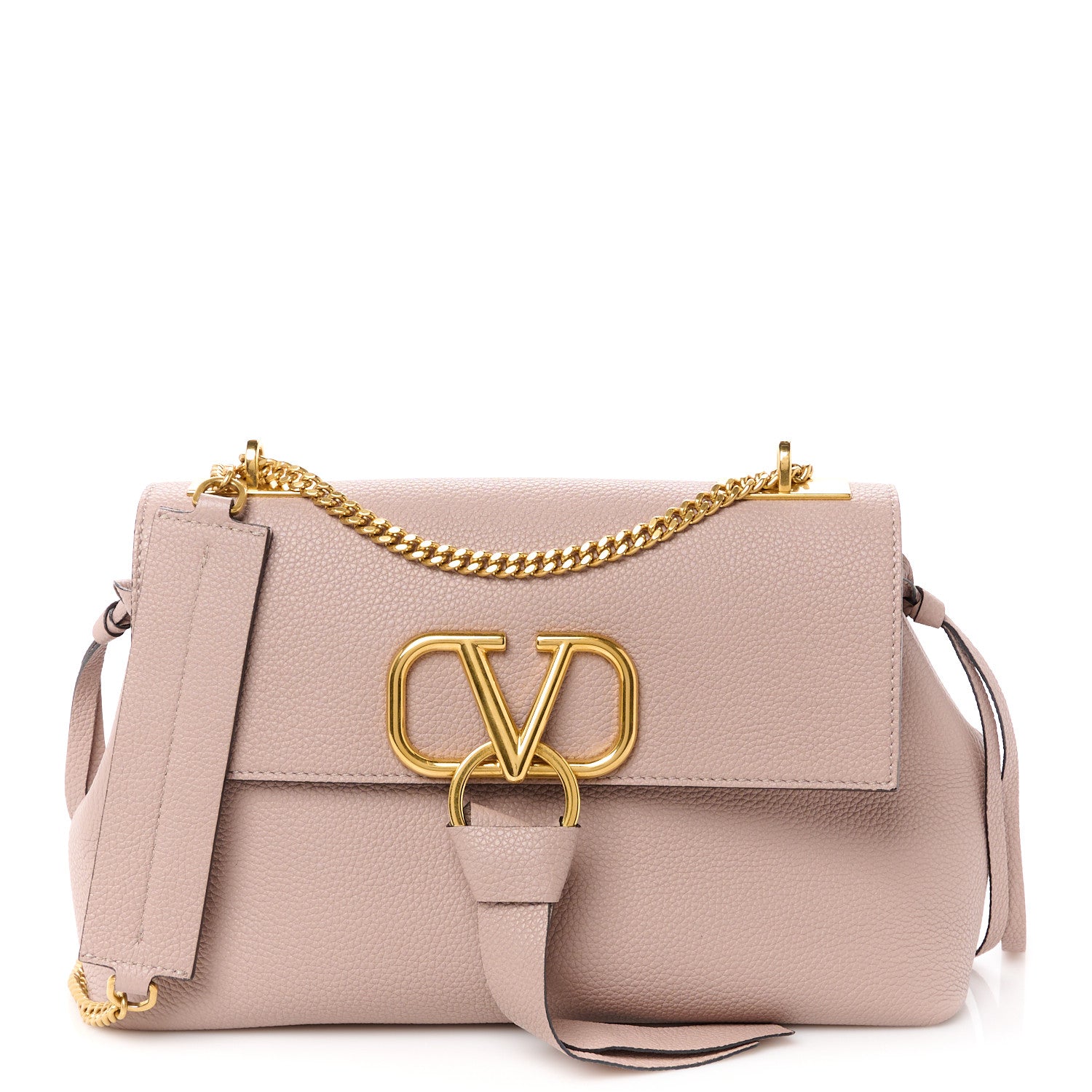 Valentino Garavani Buffalo Small VRing Chain Shoulder Bag Poudre 1 of 10