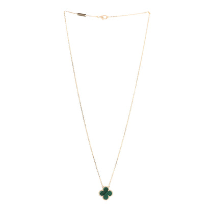 Van Cleef & Arpels 18K Yellow Gold Malachite Vintage Alhambra Pendant Necklace 3 of 8