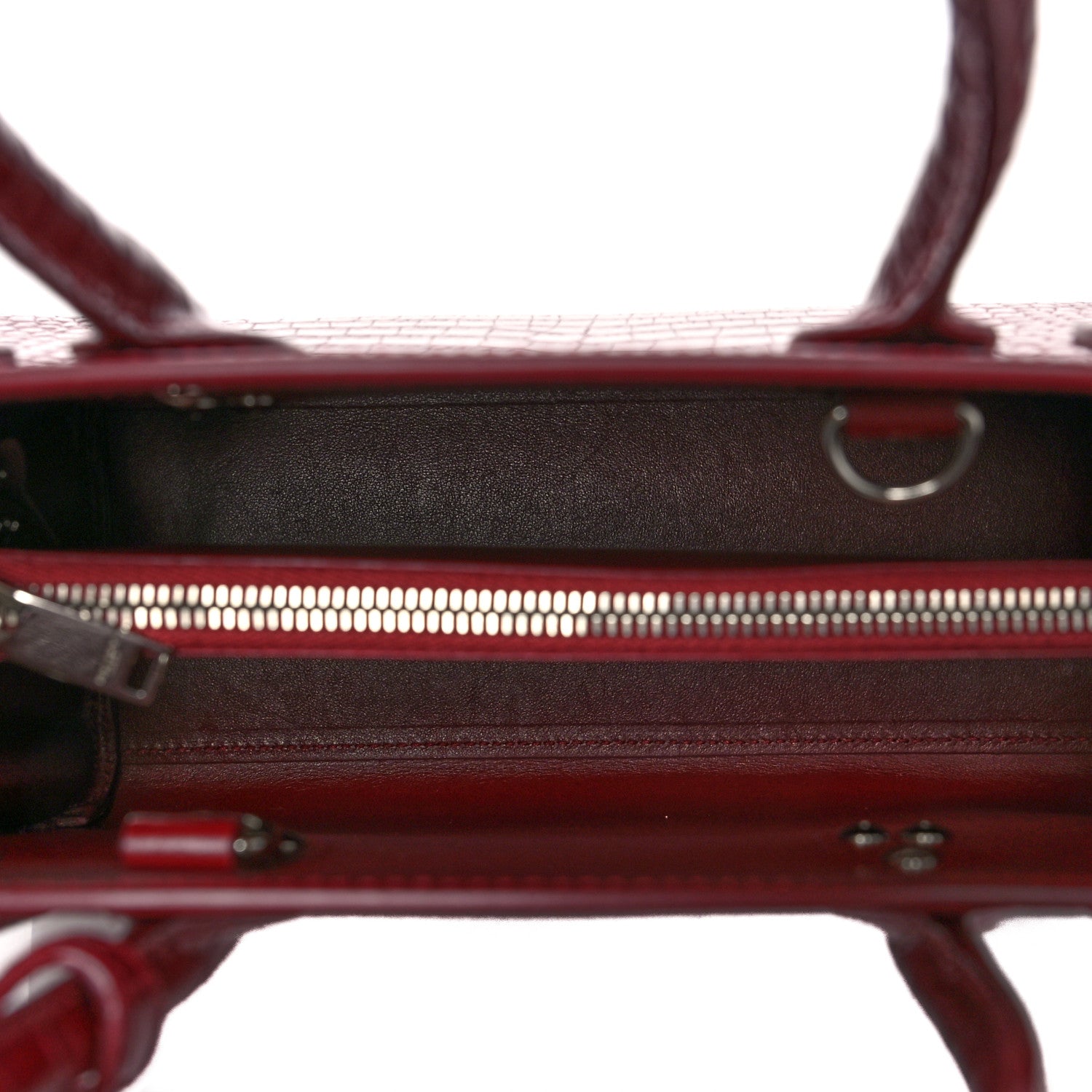 Saint Laurent Calfskin Crocodile Embossed Baby Sac De Jour Bordeaux 5 of 9