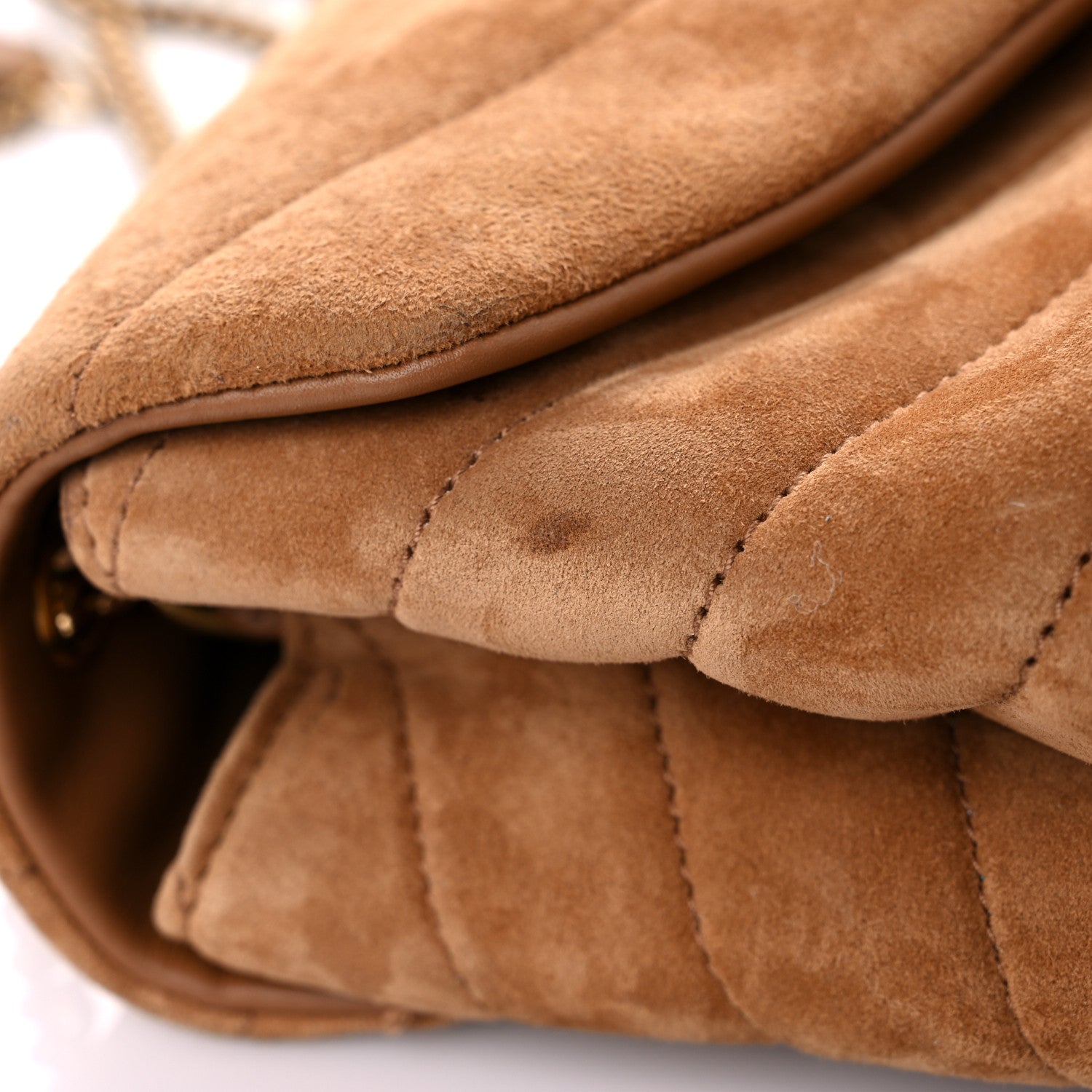 Saint Laurent Suede Calfskin Y Quilted Monogram Small Loulou Chain Satchel Cinnamon 14 of 18