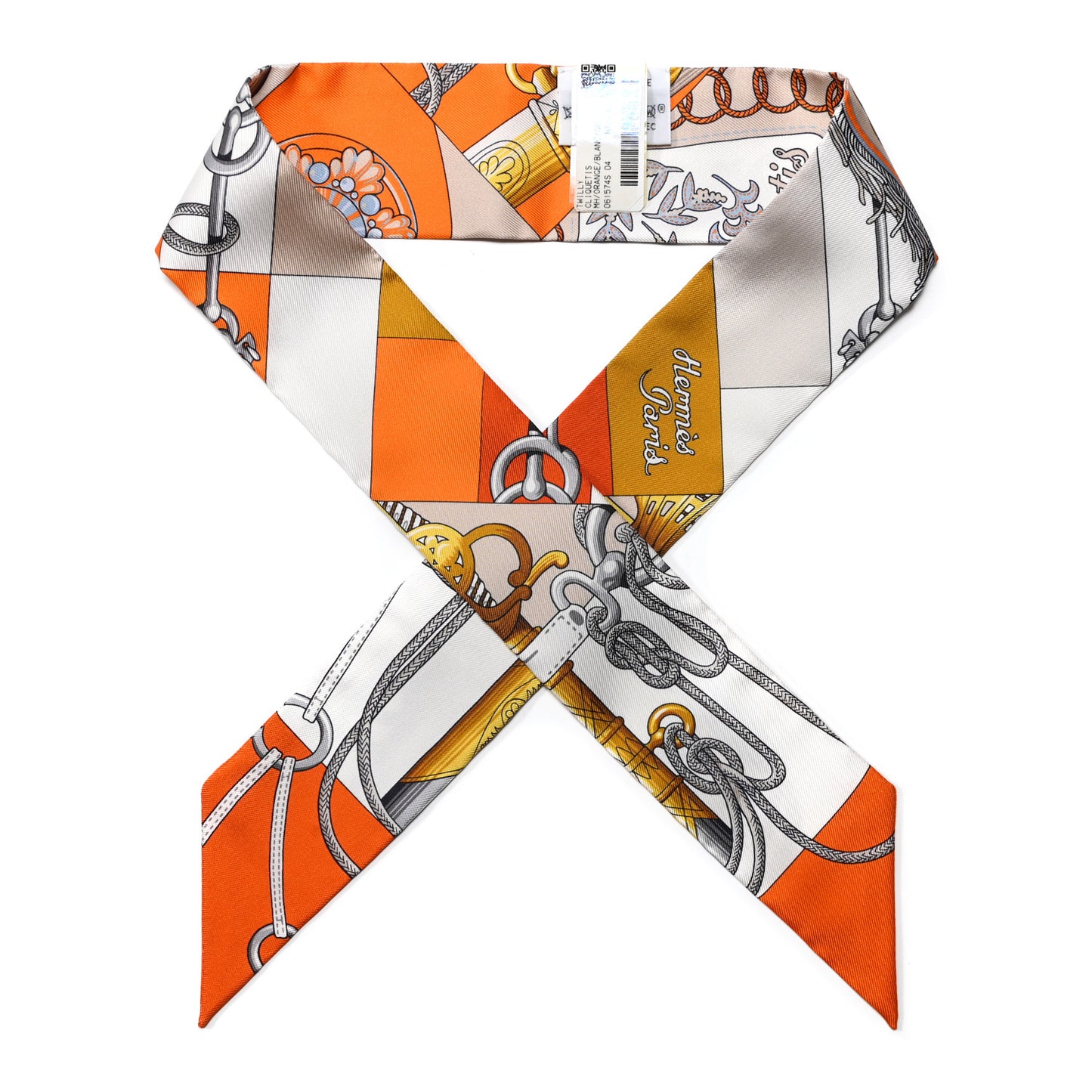 Silk Cliquetis Twilly Orange White Gold