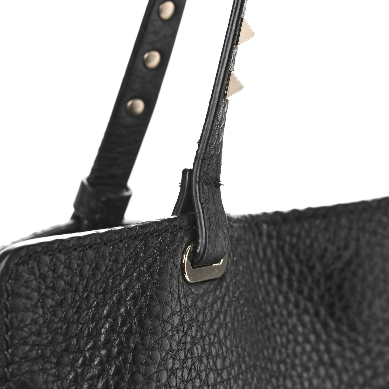 Valentino Garavani Pebbled Calfskin Medium Rockstud Tote Black 13 of 15