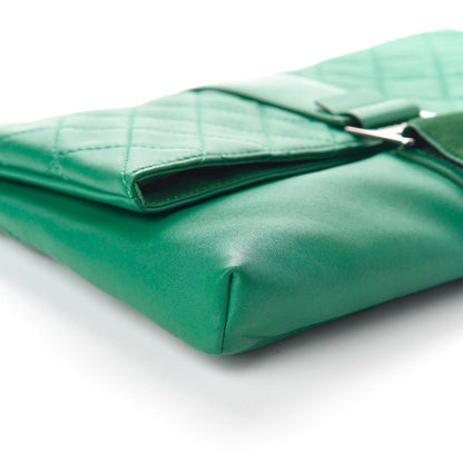 Chanel Lambskin Quilted Grip Clutch Green 6 of 11