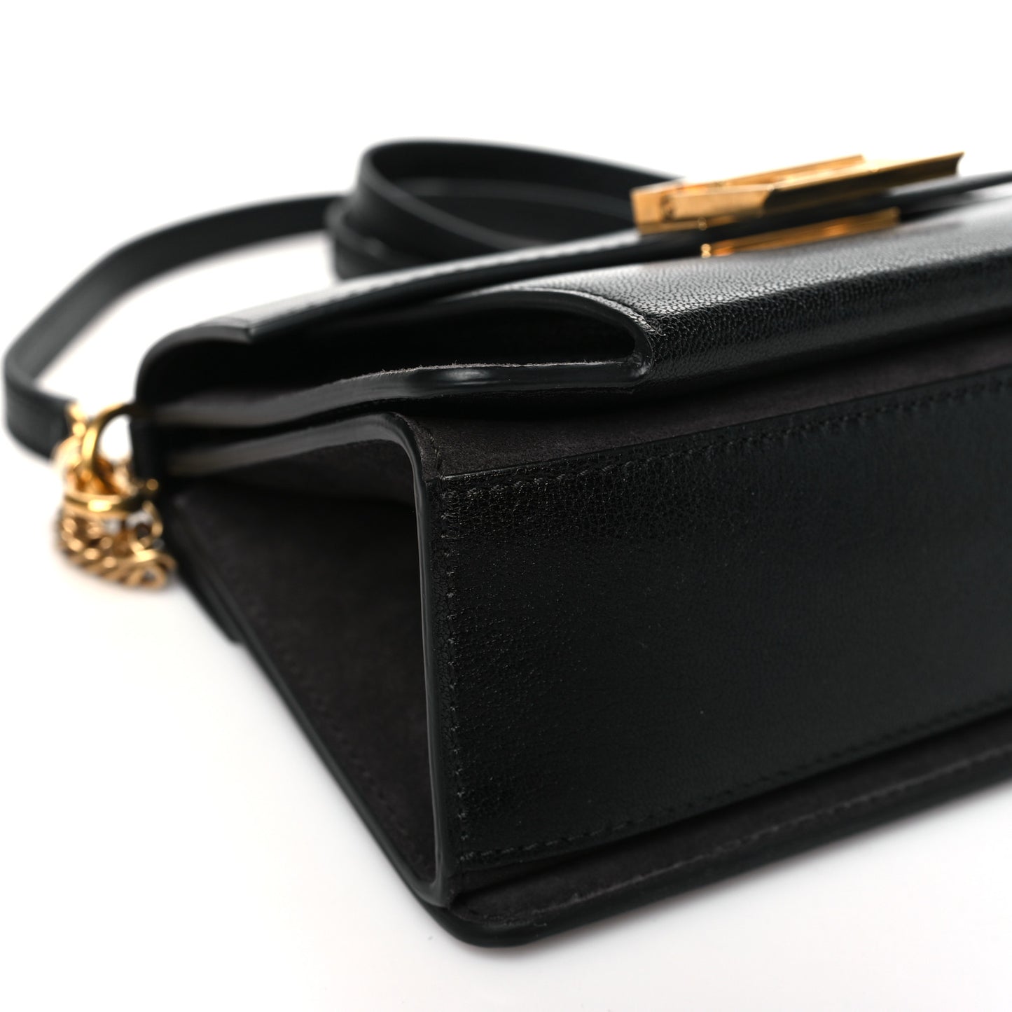Goatskin Suede Small GV3 Shoulder Bag Black Grey