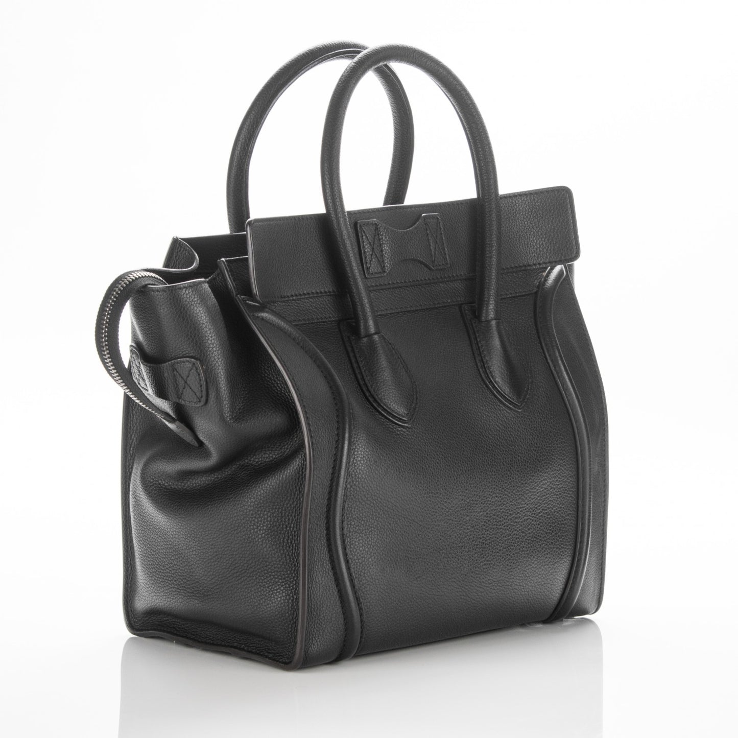 Drummed Calfskin Mini Luggage Black