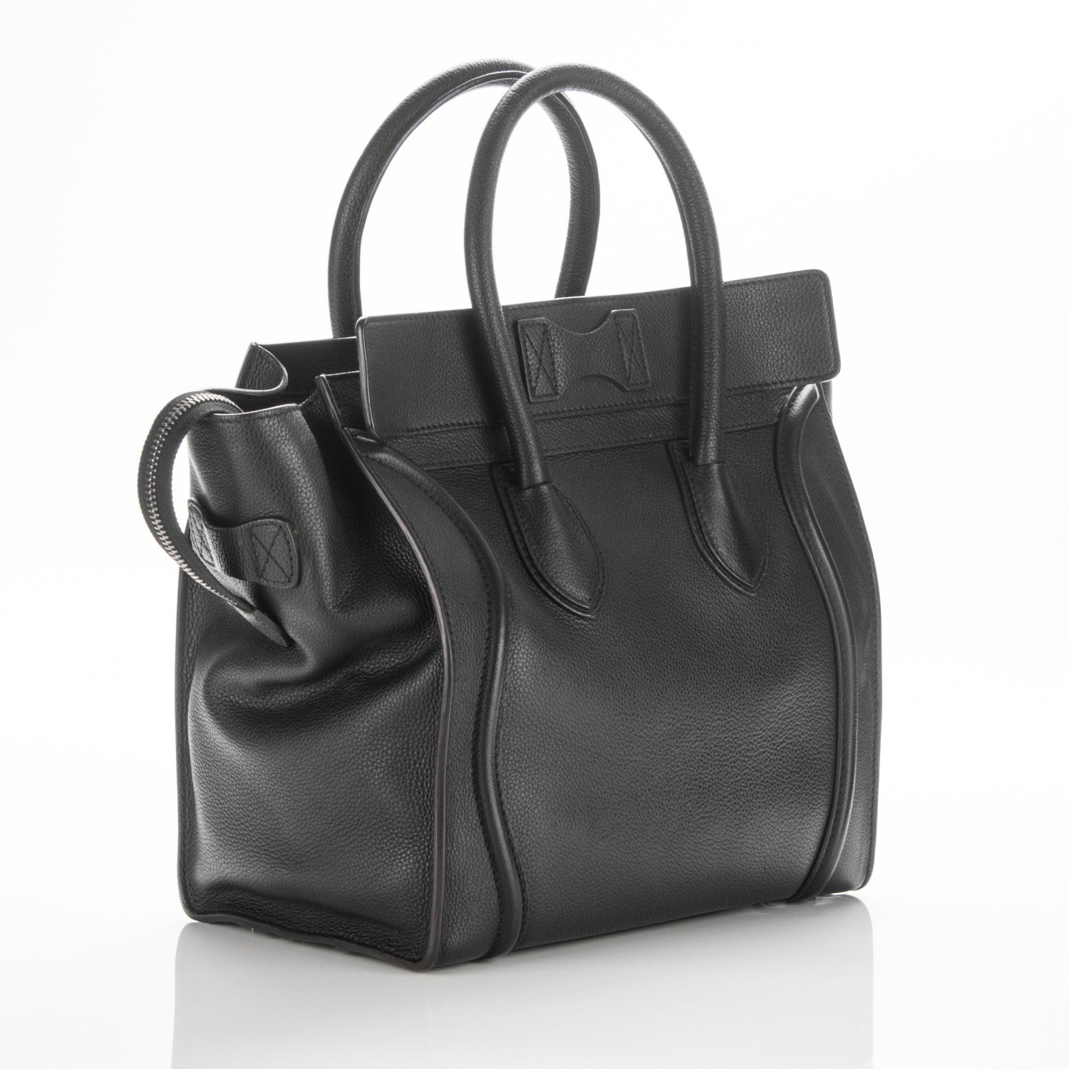 Celine Drummed Calfskin Mini Luggage Black 3 of 7