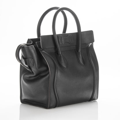 Celine Drummed Calfskin Mini Luggage Black 3 of 7